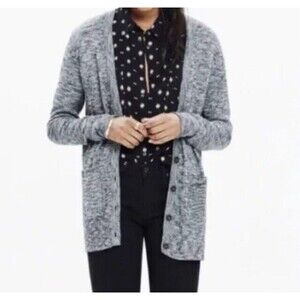 Madewell XL Marled Gray Black Button Up Long Sleeve Women’s Cardigan Sweater